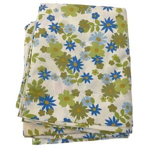 Vintage Sears Perma-Prest Floral No Iron Fine Muslin Full Flat Sheet 81x104 USA
